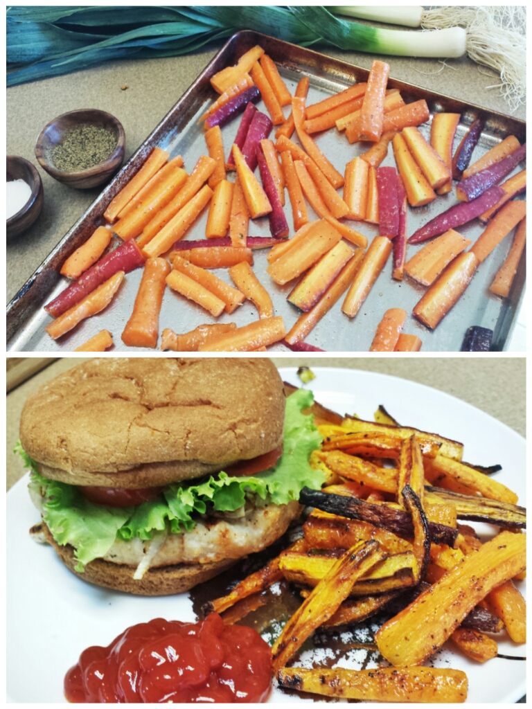 Carrot Fries + BBQ Turkey Burger
