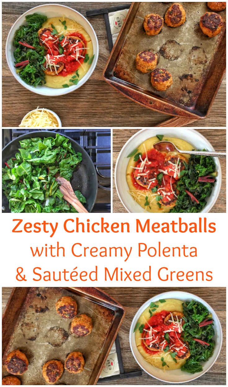 Zesty Chicken Meatballs with Creamy Polenta