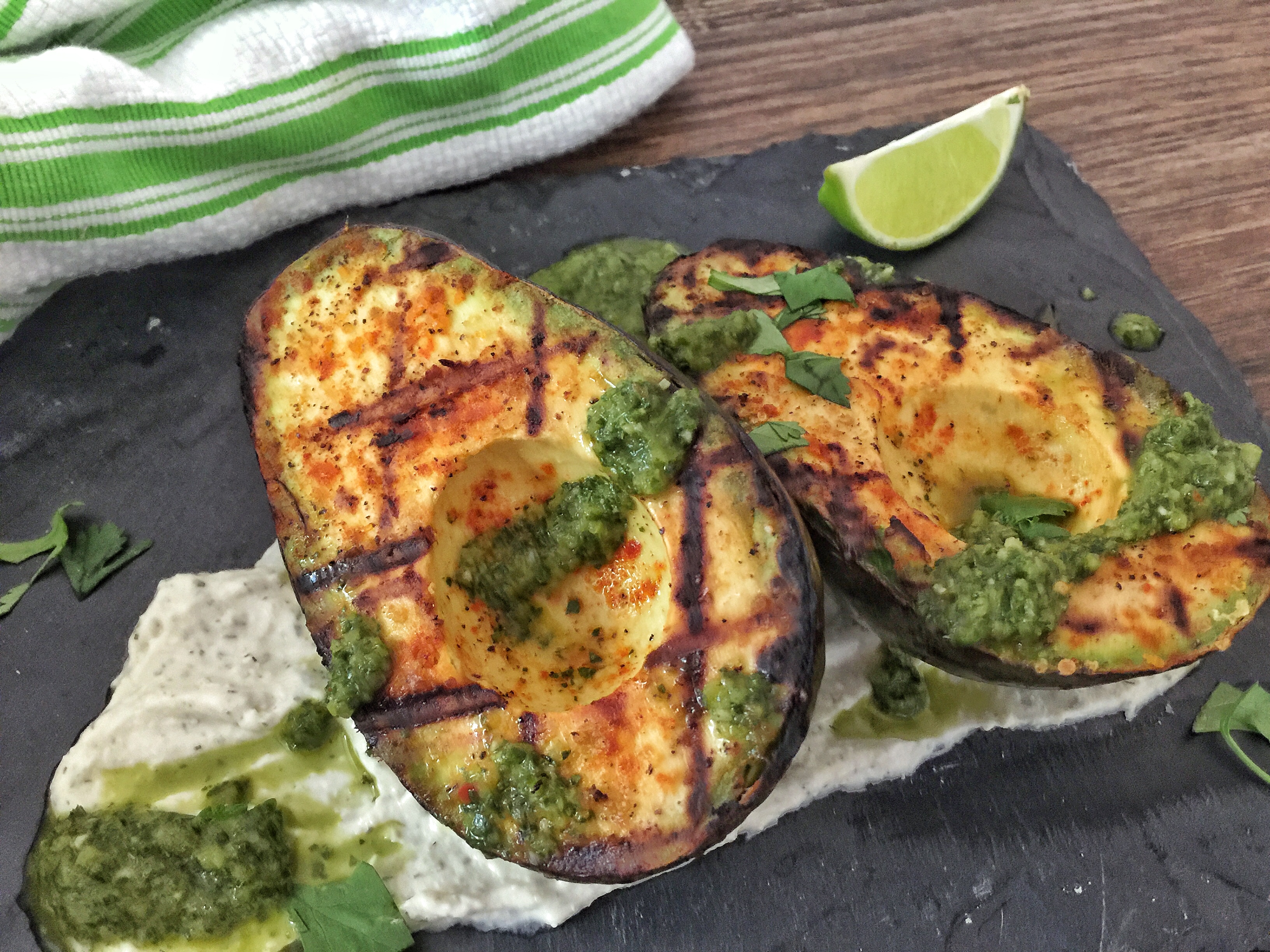 Grilled Avocado with Goat Cheese