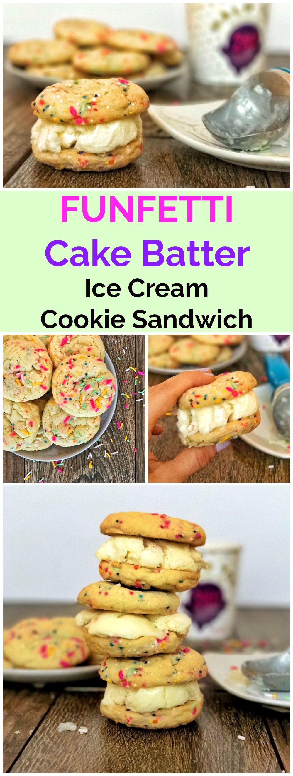 Funfetti Cake Batter Ice Cream Cookie Sandwiches Pin