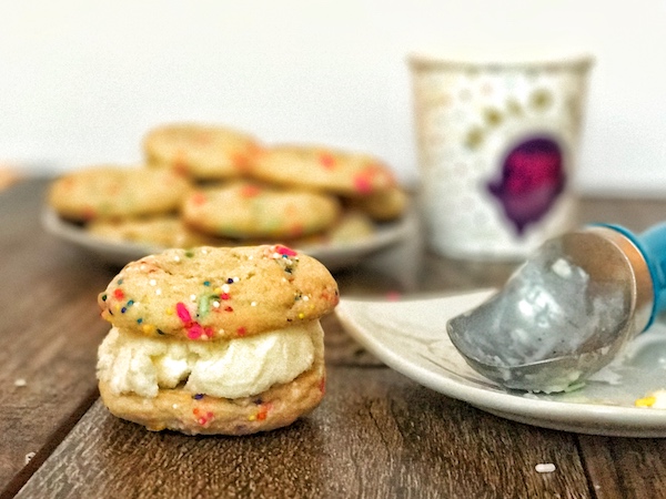 Funfetti Cake Batter Ice Cream Cookie Sandwiches