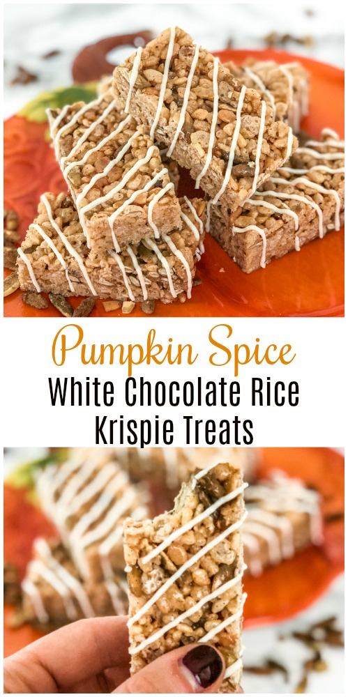 Pumpkin Spice White Chocolate Rice Krispie Treats Pin