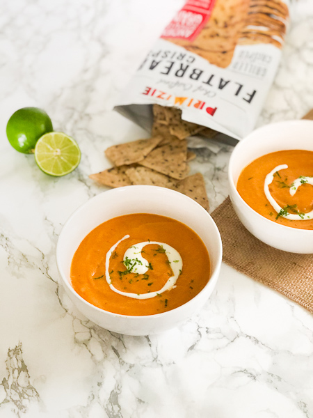 Chilled Spicy Carrot Soup with Primizie Chips