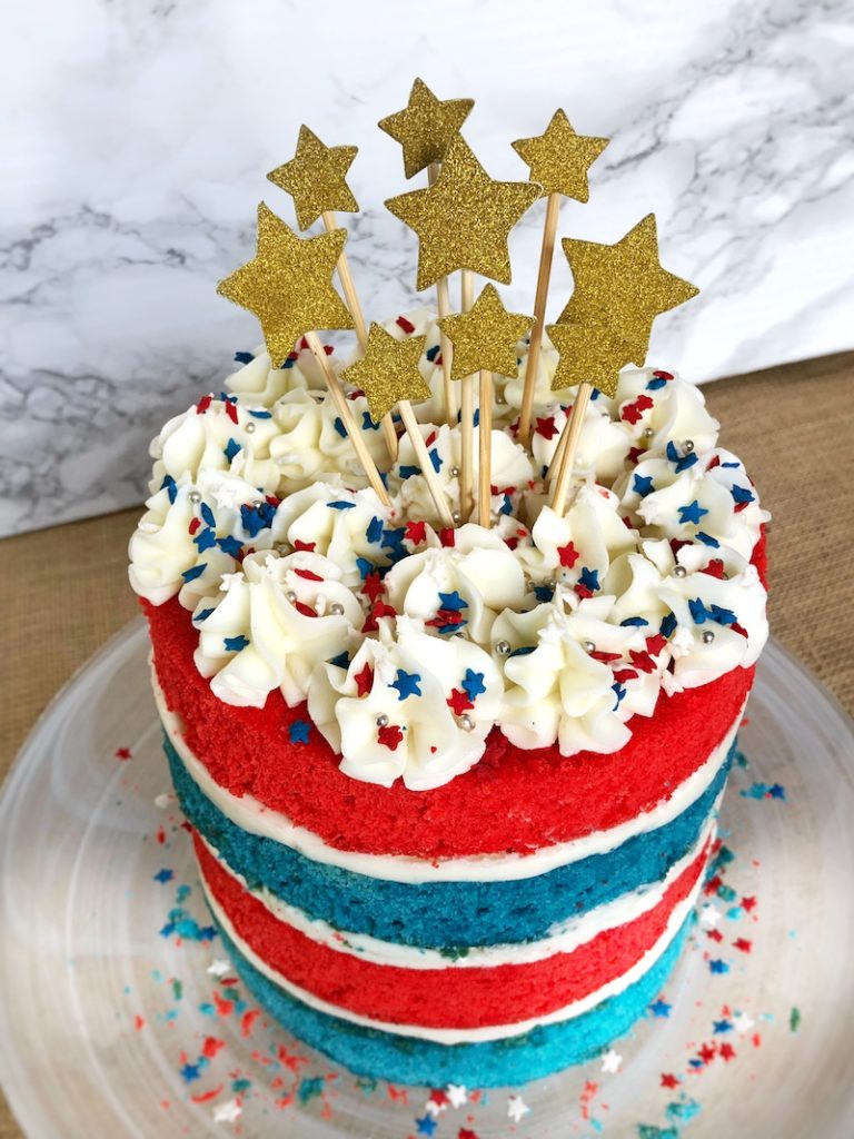 Patriotic Red, White & Blue Cake . Top