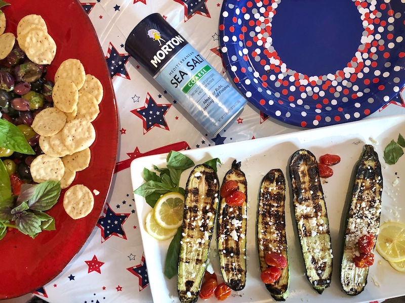4th of July Table for Grilled Mediterranean Zucchini