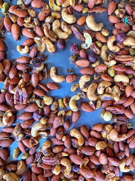 Rosemary Thyme Roasted Nuts Close-Up