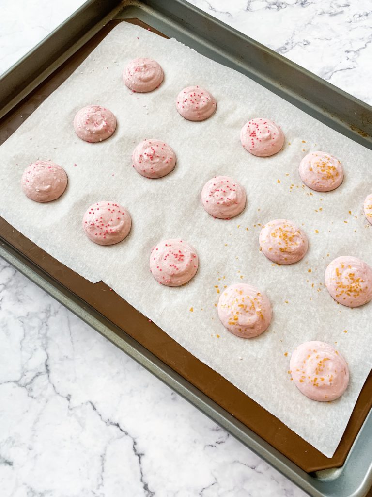 Pink Champagne Macarons Piped