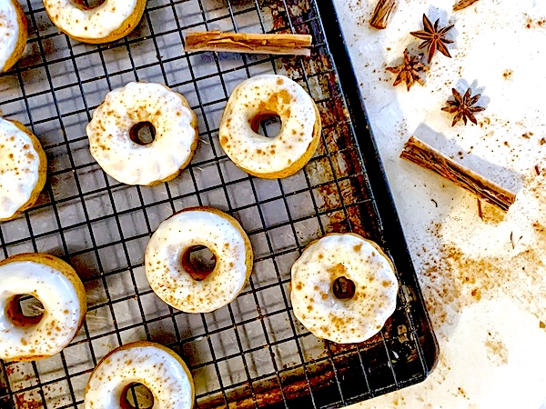 Maple Frosted Chai Pumpkin Donuts frosted
