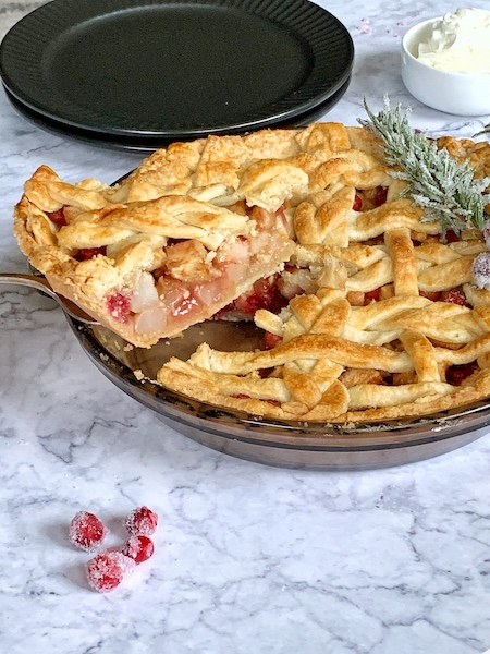 Cranberry Pear Ginger Pie Slicing