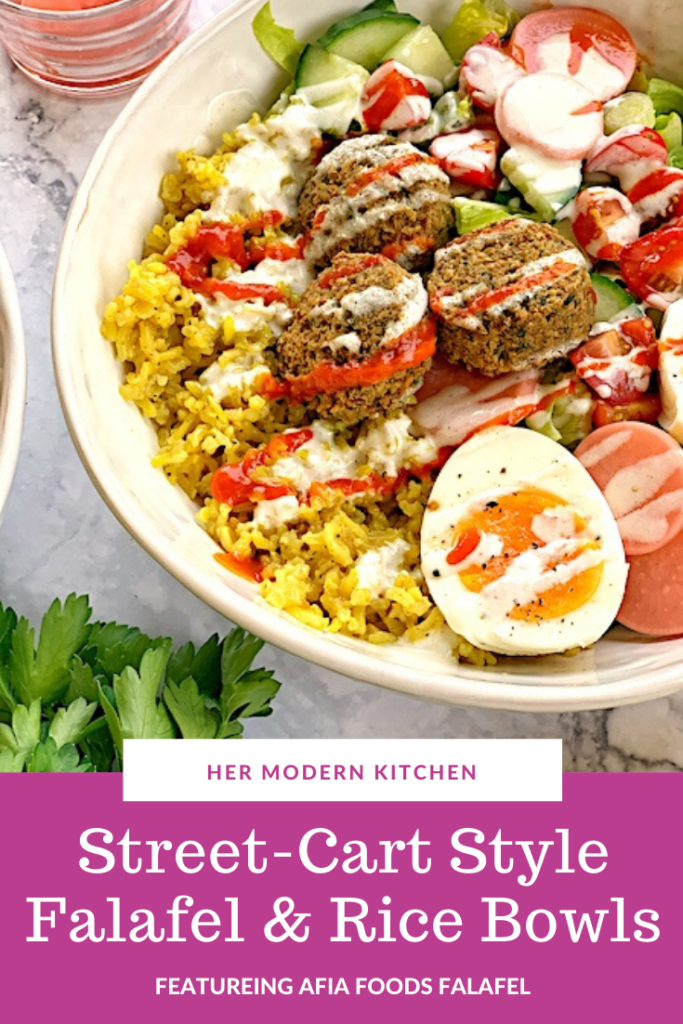 Street Cart Style Falafel and Rice Bowls Pin