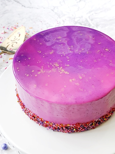 Blueberry Lemon Mousse Cake with Mirror Glaze