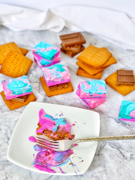 Tie-Dye Marshmallow S'Mores Melted